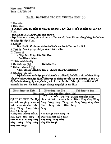 Giáo án Địa lí Lớp 8 - Tuần 28 - Năm học 2017-2018 - Trường THCS Ngô Quang Nhã