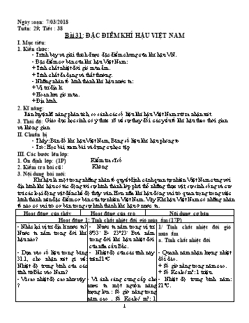 Giáo án Địa lí Lớp 8 - Tuần 29 - Năm học 2017-2018 - Trường THCS Ngô Quang Nhã