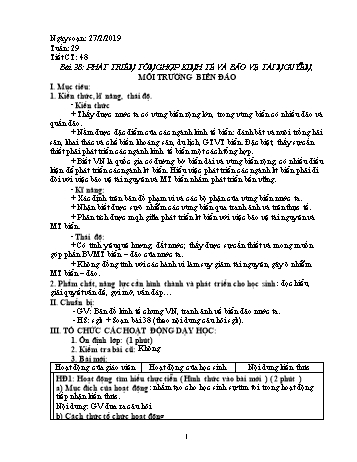 Giáo án Địa lí Lớp 9 - Tiết 48: Phát triển tổng hợp kinh tế và bảo vệ tài nguyên, môi trường biển đảo - Năm học 2018-2019 - Trường THCS Ngô Quang Nhã