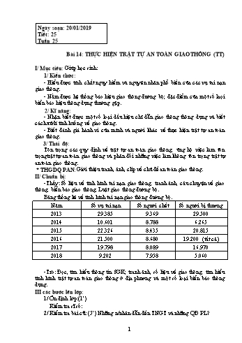 Giáo án Giáo dục công dân Lớp 6 - Bài 14: Thực hiện trật tự an toàn giao thông (Tiết 2) - Năm học 2018-2019 - Trường THCS Ngô Quang Nhã