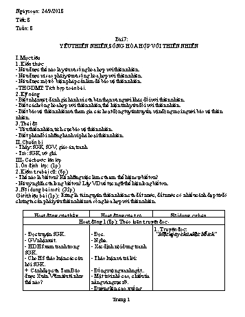 Giáo án Giáo dục công dân Lớp 6 - Bài 7: Yêu thiên nhiên, sống hòa hợp với thiên nhiên - Năm học 2018-2019 - Trường THCS Ngô Quang Nhã