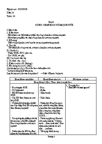 Giáo án Giáo dục công dân Lớp 6 - Bài 8: Sống chan hòa với mọi người - Năm học 2018-2019 - Trường THCS Ngô Quang Nhã