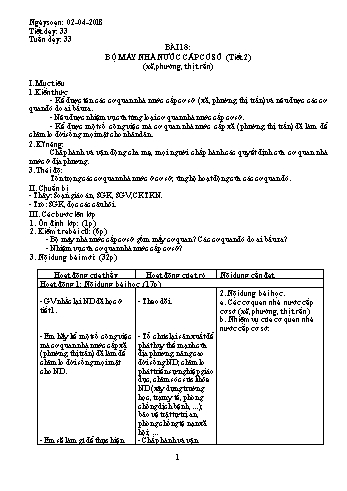 Giáo án Giáo dục công dân Lớp 7 - Bài 18: Bộ máy nhà nước cấp cơ sở (Tiết 2) - Năm học 2017-2018 - Trường THCS Ngô Quang Nhã