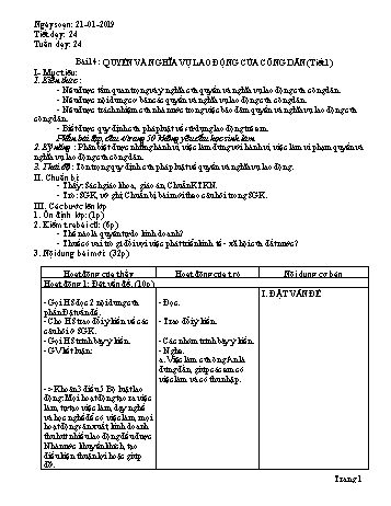 Giáo án Giáo dục công dân Lớp 9 - Bài 14: Quyền tự do kinh doanh và nghĩa vụ đóng thuế (Tiết 1) - Năm học 2018-2019 - Trường THCS Ngô Quang Nhã