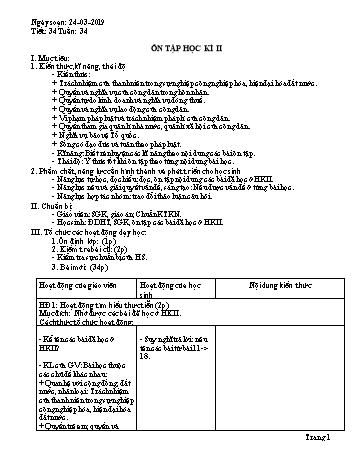 Giáo án Giáo dục công dân Lớp 9 - Tiết 34: Ôn tập học kì II - Năm học 2018-2019 - Trường THCS Ngô Quang Nhã