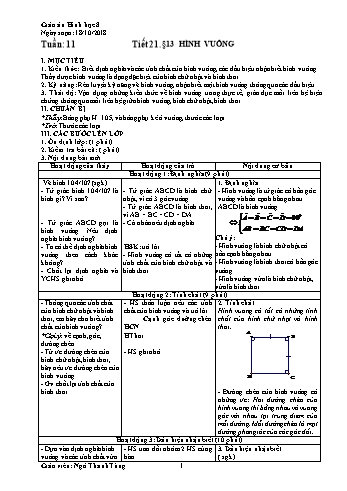 Giáo án Hình học Lớp 8 - Tuần 11 - Năm học 2018-2019 - Ngô Thanh Tùng