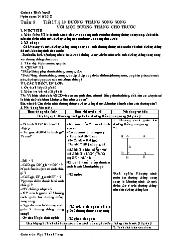 Giáo án Hình học Lớp 8 - Tuần 9 - Năm học 2018-2019 - Ngô Thanh Tùng