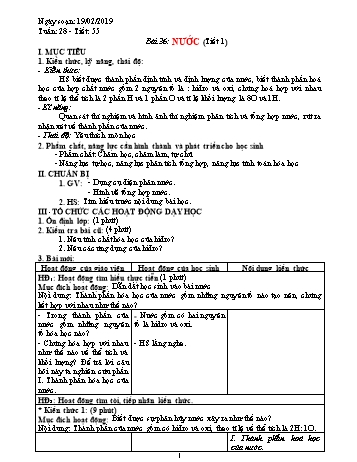 Giáo án Hóa học Lớp 8 - Tuần 28 - Năm học 2018-2019 - Trường THCS Ngô Quang Nhã