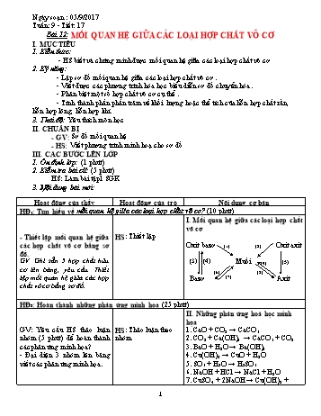 Giáo án Hóa học Lớp 9 - Tuần 9 - Năm học 2017-2018 - Trường THCS Ngô Quang Nhã