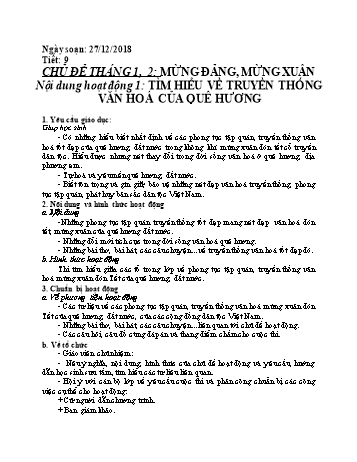 Giáo án Hoạt động ngoài giờ lên lớp 7 - Chủ để Tháng 1, 2: Mừng Đảng, mừng xuân - Năm học 2018-2019 - Trường THCS Ngô Quang Nhã