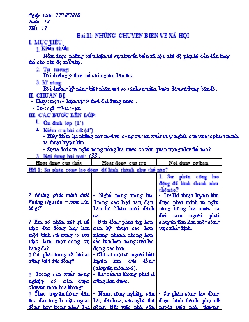 Giáo án Lịch sử Lớp 6 - Bài 11: Những chuyển biến về xã hội - Năm học 2018-2019 - Trường THCS Ngô Quang Nhã Giáo án Lịch sử Lớp 6 - Bài 11: Những chuyển biến về xã hội - Năm học 2018-2019 - Trường THCS Ngô Quang Nhã