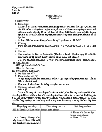 Giáo án Lịch sử Lớp 6 - Bài 15: Nước Âu Lạc (Tiếp theo) - Năm học 2018-2019 - Trường THCS Ngô Quang Nhã Giáo án Lịch sử Lớp 6 - Bài 15: Nước Âu Lạc (Tiếp theo) - Năm học 2018-2019 - Trường THCS Ngô Quang Nhã