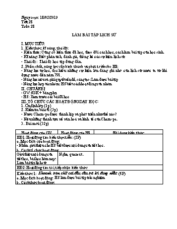Giáo án Lịch sử Lớp 6 - Tiết 28: Làm bài tập lịch sử - Năm học 2018-2019 - Trường THCS Ngô Quang Nhã Giáo án Lịch sử Lớp 6 - Tiết 28: Làm bài tập lịch sử - Năm học 2018-2019 - Trường THCS Ngô Quang Nhã