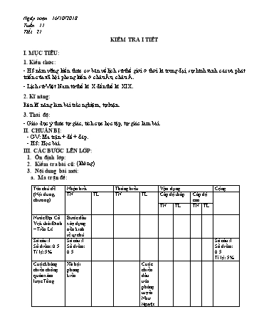 Giáo án Lịch sử Lớp 7 - Tuần 11 - Năm học 2018-2019 - Trường THCS Ngô Quang Nhã