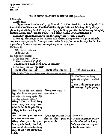Giáo án Lịch sử Lớp 7 - Tuần 12 - Năm học 2018-2019 - Trường THCS Ngô Quang Nhã