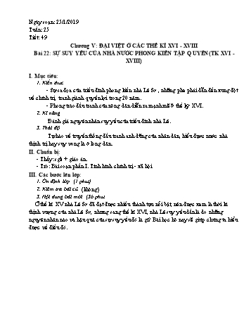 Giáo án Lịch sử Lớp 7 - Tuần 25 - Năm học 2018-2019 - Trường THCS Ngô Quang Nhã