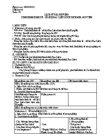 Giáo án Lịch sử Lớp 7 - Tuần 30 - Năm học 2018-2019 - Trường THCS Ngô Quang Nhã