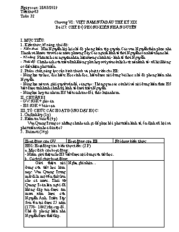 Giáo án Lịch sử Lớp 7 - Tuần 32 - Năm học 2018-2019 - Trường THCS Ngô Quang Nhã