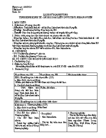 Giáo án Lịch sử Lớp 7 - Tuần 34 - Năm học 2018-2019 - Trường THCS Ngô Quang Nhã