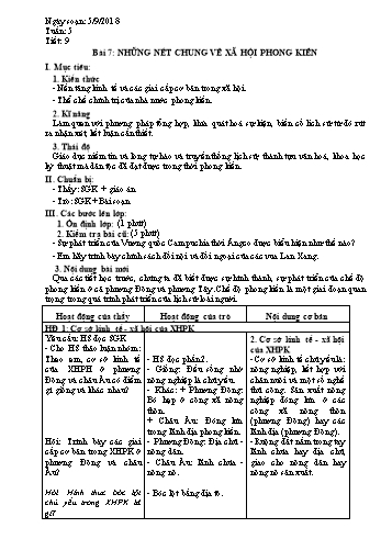 Giáo án Lịch sử Lớp 7 - Tuần 5 - Năm học 2018-2019 - Trường THCS Ngô Quang Nhã