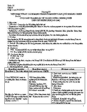 Giáo án Lịch sử Lớp 9 - Tuần 25 - Năm học 2018-2019 - Trường THCS Ngô Quang Nhã