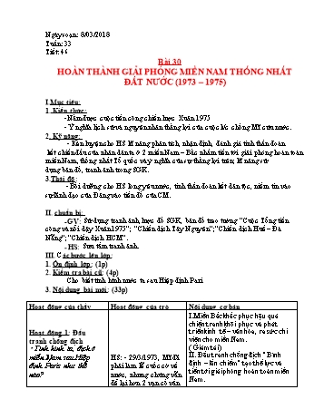 Giáo án Lịch sử Lớp 9 - Tuần 33 - Năm học 2017-2018 - Trường THCS Ngô Quang Nhã