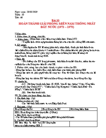 Giáo án Lịch sử Lớp 9 - Tuần 33 - Năm học 2018-2019 - Trường THCS Ngô Quang Nhã