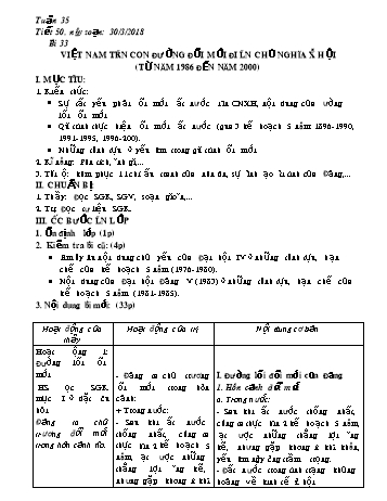 Giáo án Lịch sử Lớp 9 - Tuần 35 - Năm học 2017-2018 - Trường THCS Ngô Quang Nhã