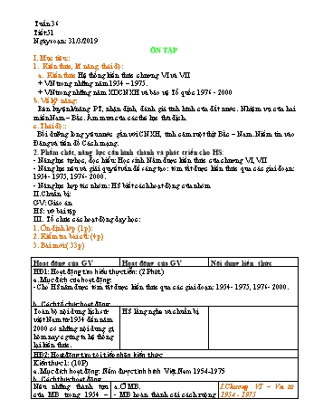Giáo án Lịch sử Lớp 9 - Tuần 36 - Năm học 2018-2019 - Trường THCS Ngô Quang Nhã