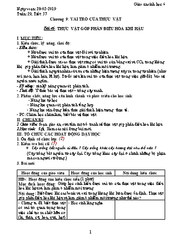 Giáo án Sinh học Lớp 6 - Tuần 29 - Năm học 2018-2019 - Trường THCS Ngô Quang Nhã