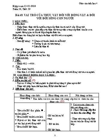Giáo án Sinh học Lớp 6 - Tuần 30 - Năm học 2017-2018 - Trường THCS Ngô Quang Nhã