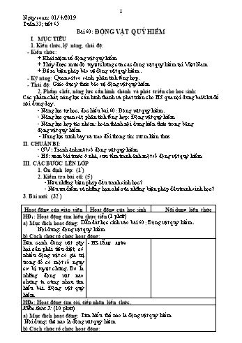 Giáo án Sinh học Lớp 7 - Tuần 33 - Năm học 2018-2019 - Trường THCS Ngô Quang Nhã