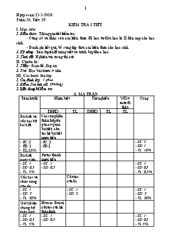 Giáo án Sinh học Lớp 8 - Tuần 30 - Năm học 2017-2018 - Trường THCS Ngô Quang Nhã