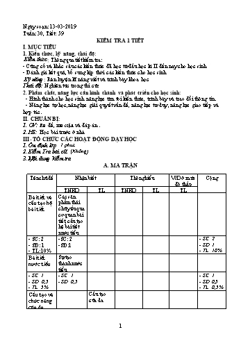 Giáo án Sinh học Lớp 8 - Tuần 30 - Năm học 2018-2019 - Trường THCS Ngô Quang Nhã