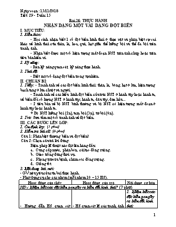 Giáo án Sinh học Lớp 9 - Tuần 15 - Năm học 2018-2019 - Trường THCS Ngô Quang Nhã