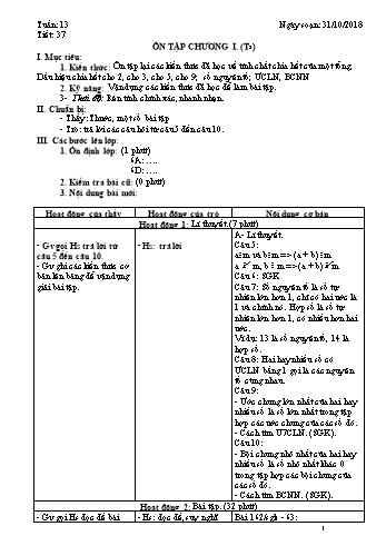 Giáo án Toán Lớp 6 - Tuần 13 - Năm học 2018-2019 - Trường THCS Ngô Quang Nhã