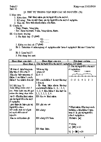 Giáo án Toán Lớp 6 - Tuần 15 - Năm học 2018-2019 - Trường THCS Ngô Quang Nhã