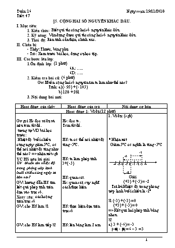 Giáo án Toán Lớp 6 - Tuần 16 - Năm học 2018-2019 - Trường THCS Ngô Quang Nhã