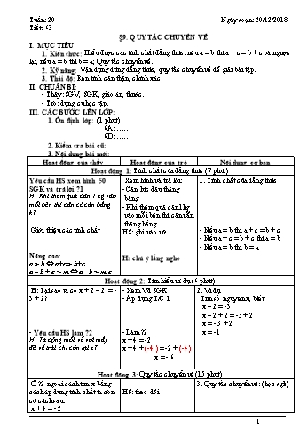 Giáo án Toán Lớp 6 - Tuần 20 - Năm học 2018-2019 - Trường THCS Ngô Quang Nhã