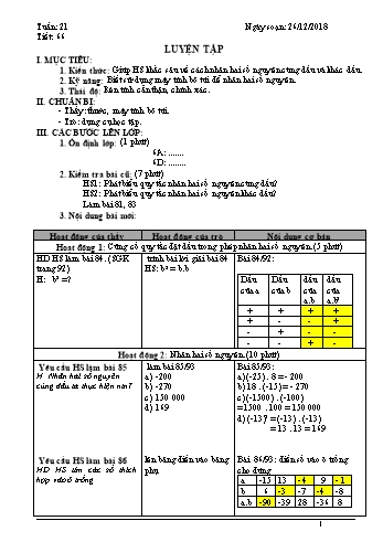 Giáo án Toán Lớp 6 - Tuần 21 - Năm học 2018-2019 - Trường THCS Ngô Quang Nhã