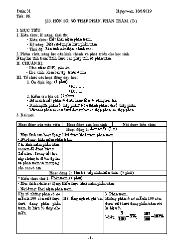 Giáo án Toán Lớp 6 - Tuần 31 - Năm học 2018-2019 - Trường THCS Ngô Quang Nhã