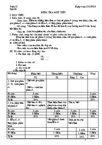 Giáo án Toán Lớp 6 - Tuần 32 - Năm học 2018-2019 - Trường THCS Ngô Quang Nhã