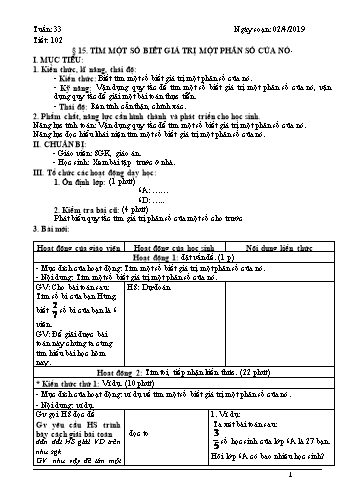 Giáo án Toán Lớp 6 - Tuần 33 - Năm học 2018-2019 - Trường THCS Ngô Quang Nhã