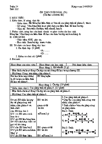 Giáo án Toán Lớp 6 - Tuần 36 - Năm học 2018-2019 - Trường THCS Ngô Quang Nhã