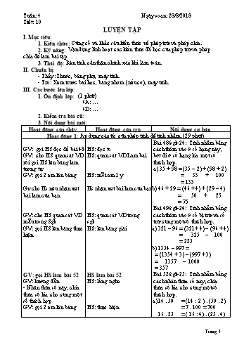 Giáo án Toán Lớp 6 - Tuần 4 - Năm học 2018-2019 - Trường THCS Ngô Quang Nhã