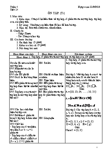 Giáo án Toán Lớp 6 - Tuần 6 - Năm học 2018-2019 - Trường THCS Ngô Quang Nhã