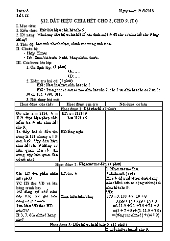 Giáo án Toán Lớp 6 - Tuần 8 - Năm học 2018-2019 - Trường THCS Ngô Quang Nhã