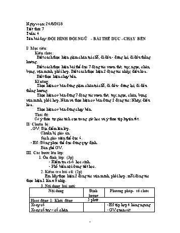 Giáo án Thể dục Lớp 6 - Tuần 4 - Năm học 2018-2019 - Trường THCS Ngô Quang Nhã