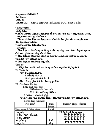 Giáo án Thể dục Lớp 7 - Tuần 10 - Năm học 2017-2018 - Trường THCS Ngô Quang Nhã