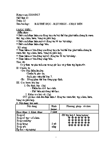 Giáo án Thể dục Lớp 7 - Tuần 12 - Năm học 2017-2018 - Trường THCS Ngô Quang Nhã